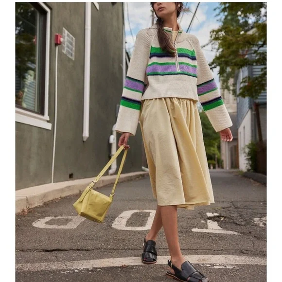 NWT Free People Striped Greta Half Zip /Sugar Swirl Combo - Picture 3 of 7